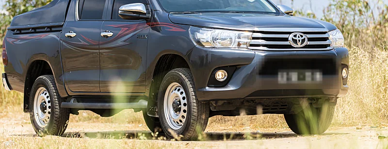 Double-cab Toyota Hilux from Costa Phoebe's own fleet, in Luanda